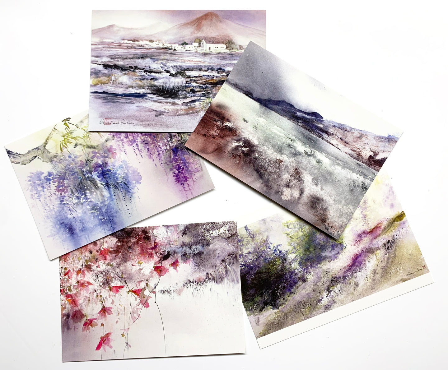 Série de 5 cartes - Fleurs et paysages 2