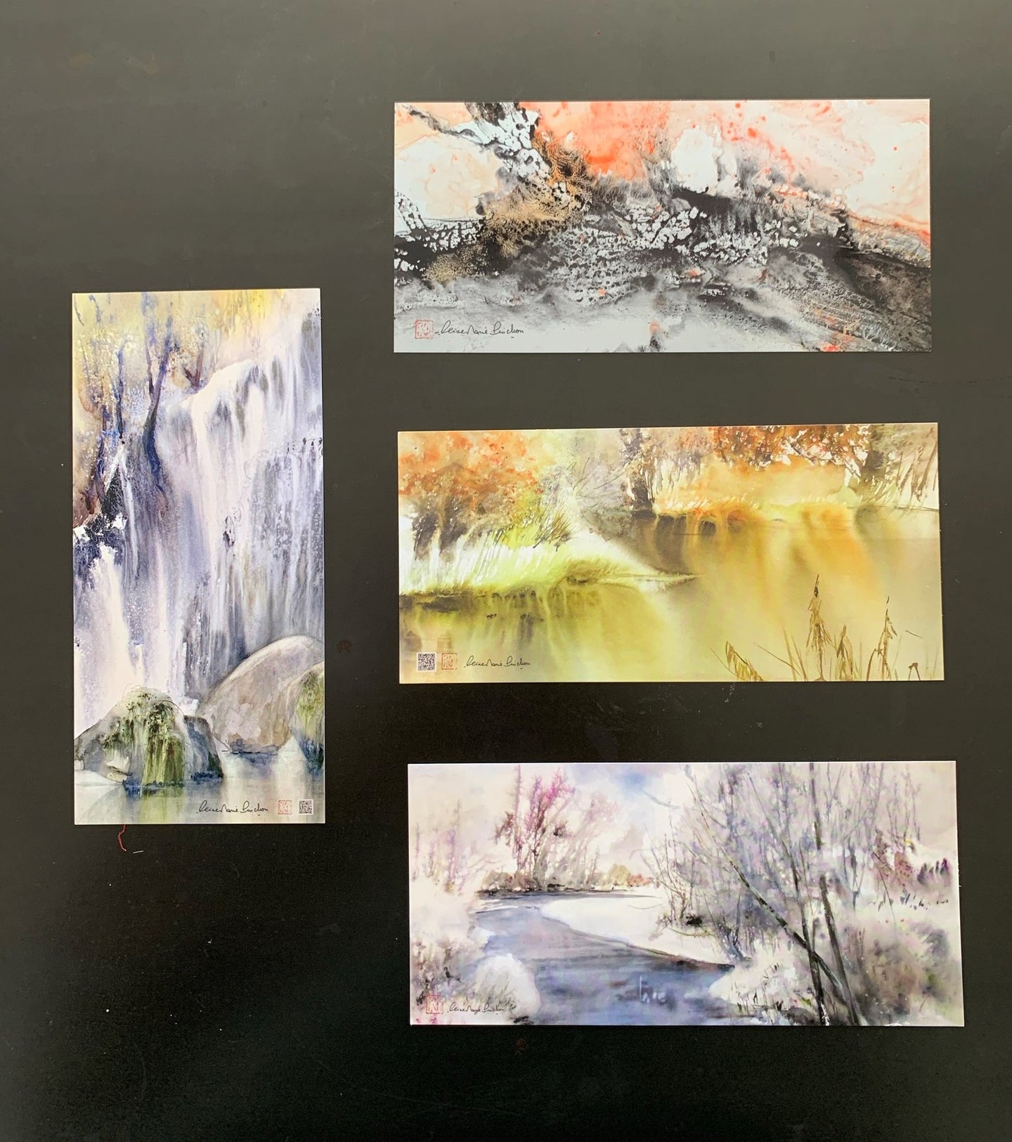 Series of 4 panoramic postcards